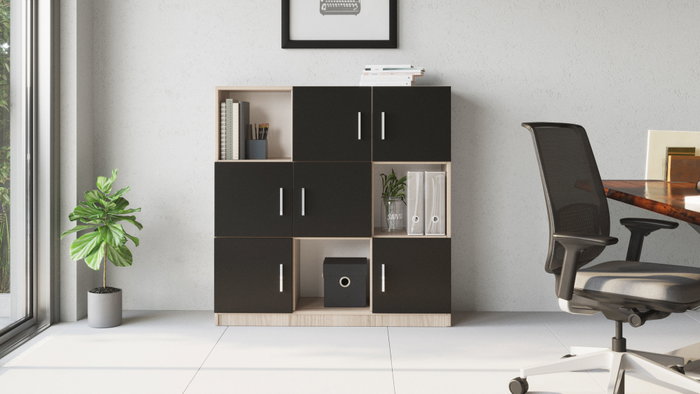 Hanah Home Armario Multiusos Vo7-Ob Roble y Negro